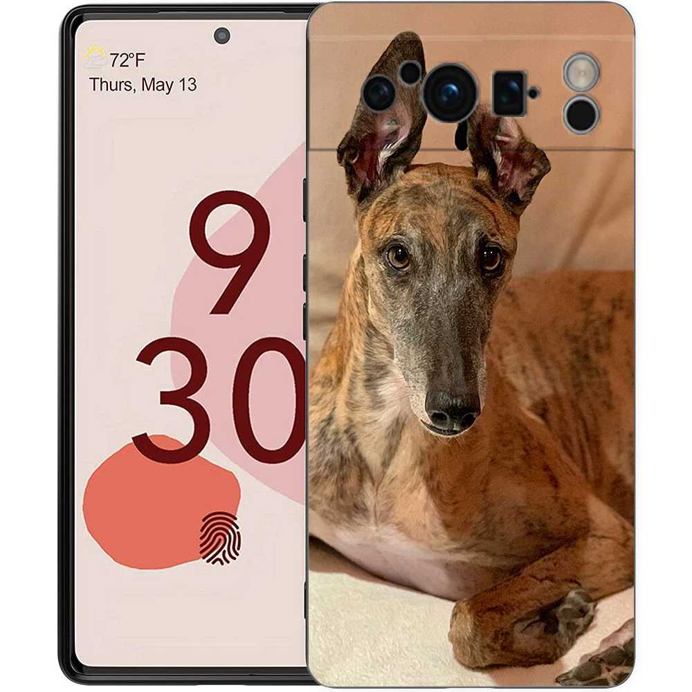 Elegant Greyhound Dog Design Black Soft TPU Phone Case