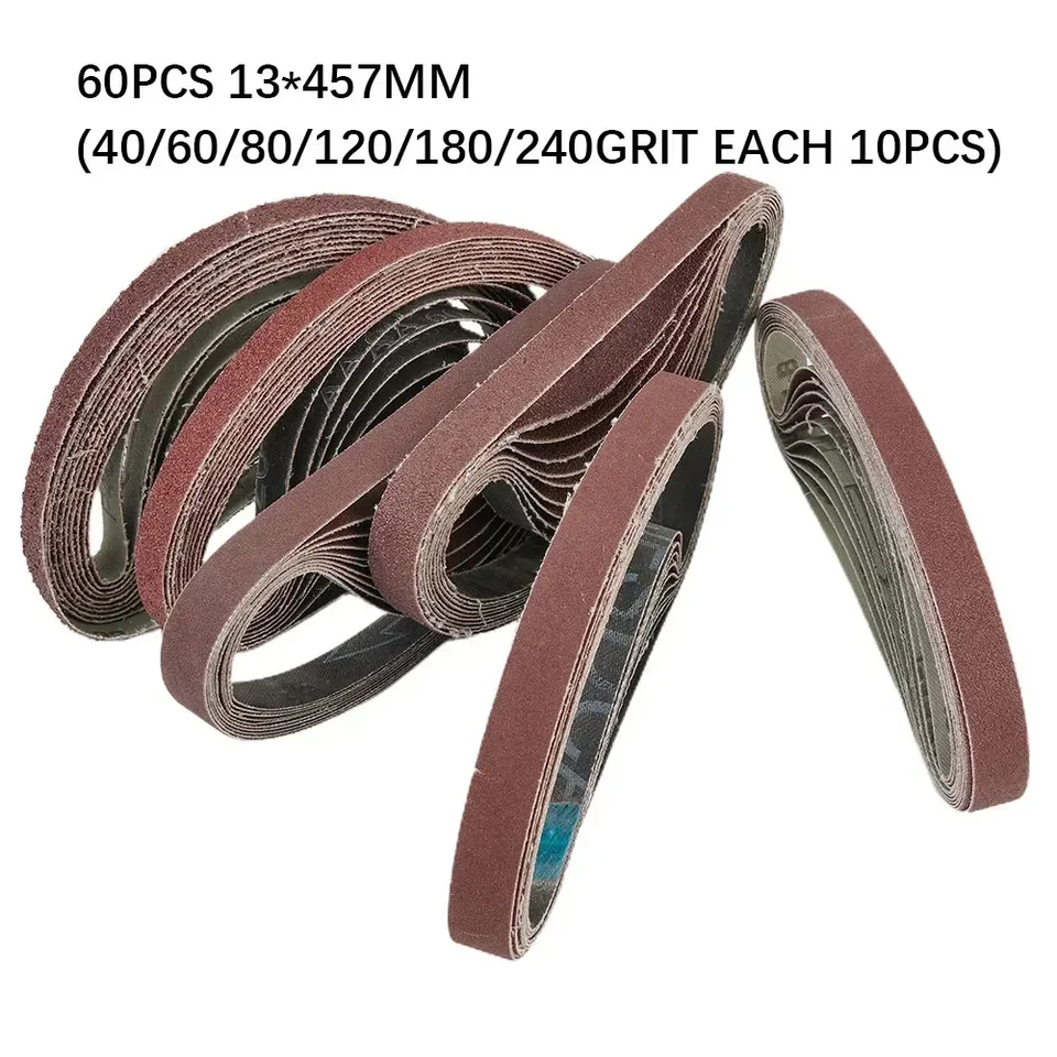 60 Bandes Abrasives 13 X 457 Mm - Grains 40 à 240 - Compatible DeWalt, Black & Decker (BD280, KA290, Etc.)