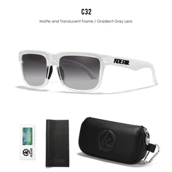 KDEAM Unisex Polarized Square Sunglasses with Zipper Case (C32 gradient gray)