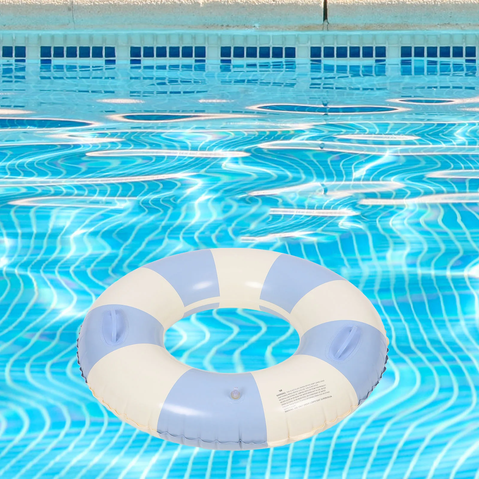 

Striped Swim Ring Inflatable Circle Swimming Unisex Floaties for Pool Handle Kids