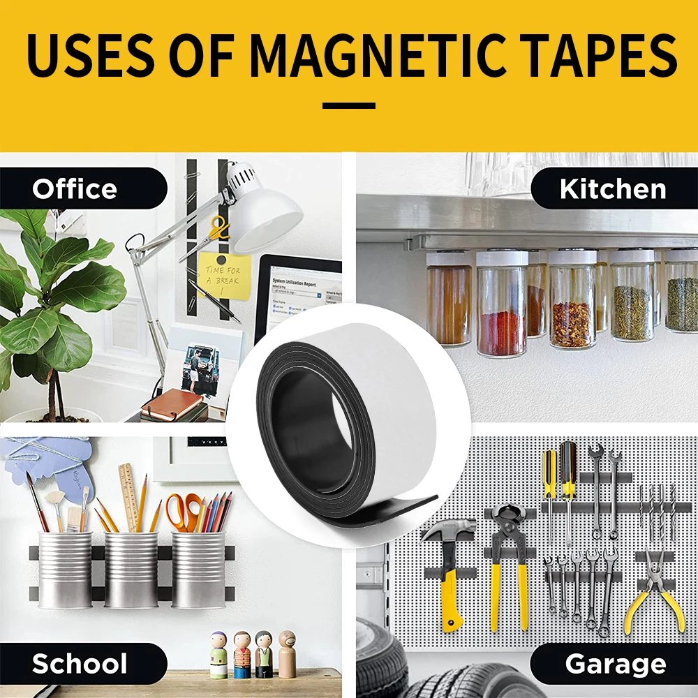 10/15/20/25/30/40/50x1.5mm Self Adhesive Magnetic Tape Rubber Magnet Tape  Strong Flexible Magnet Strip