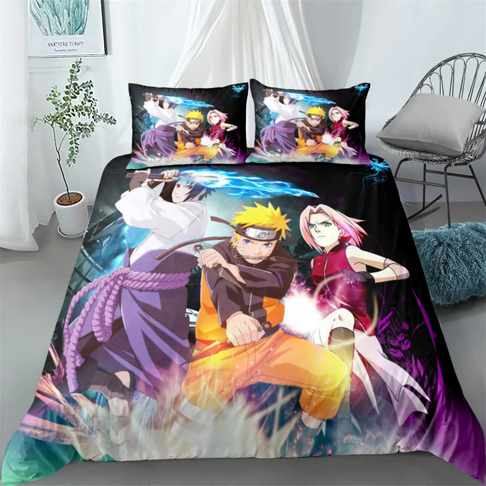 Ninja Uzumaki Uchiha Naruto Duvet Cover Pillowcase Bedding Set Double