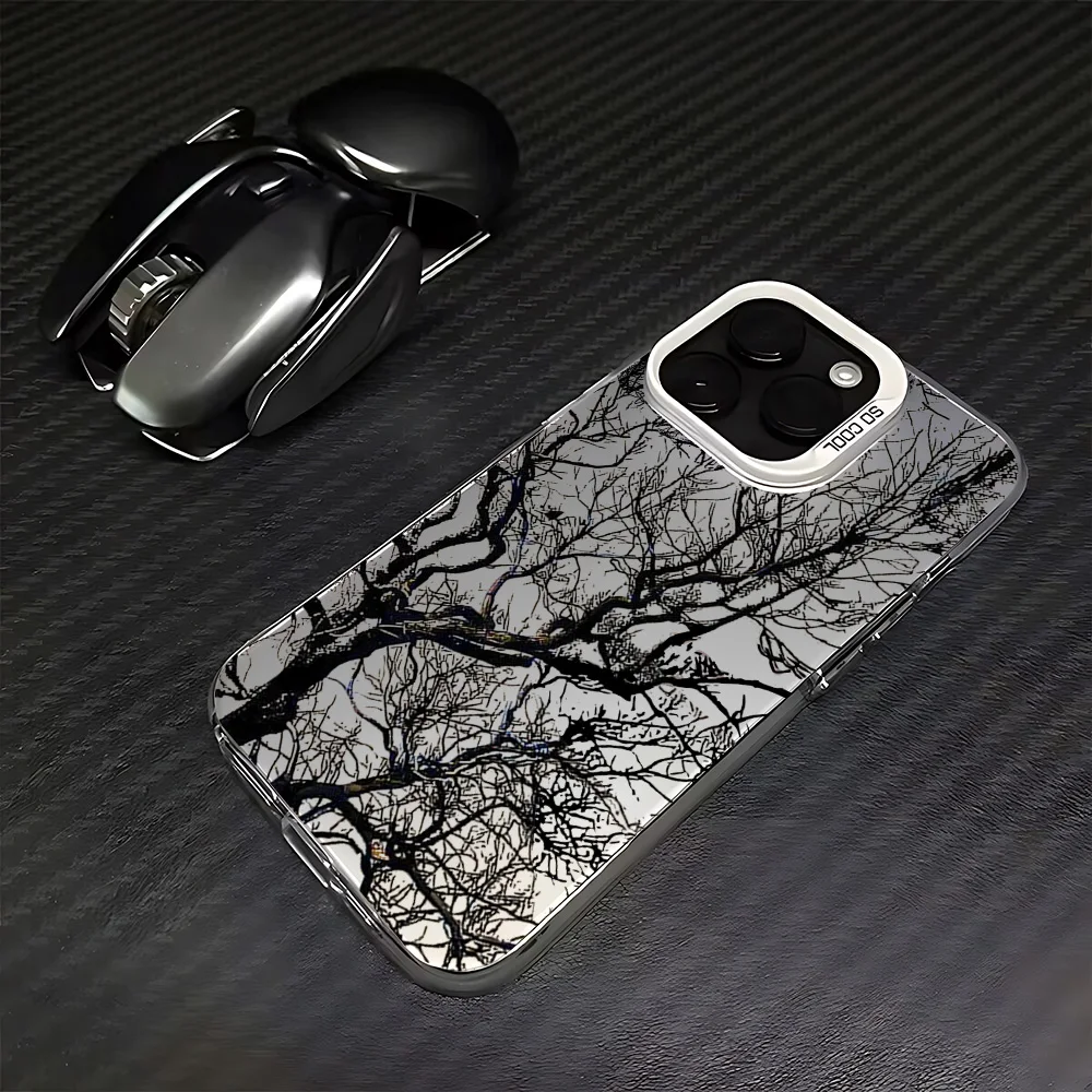 Sleek Sketch Black Tree Branches Anti-Fall Matte Phone Case