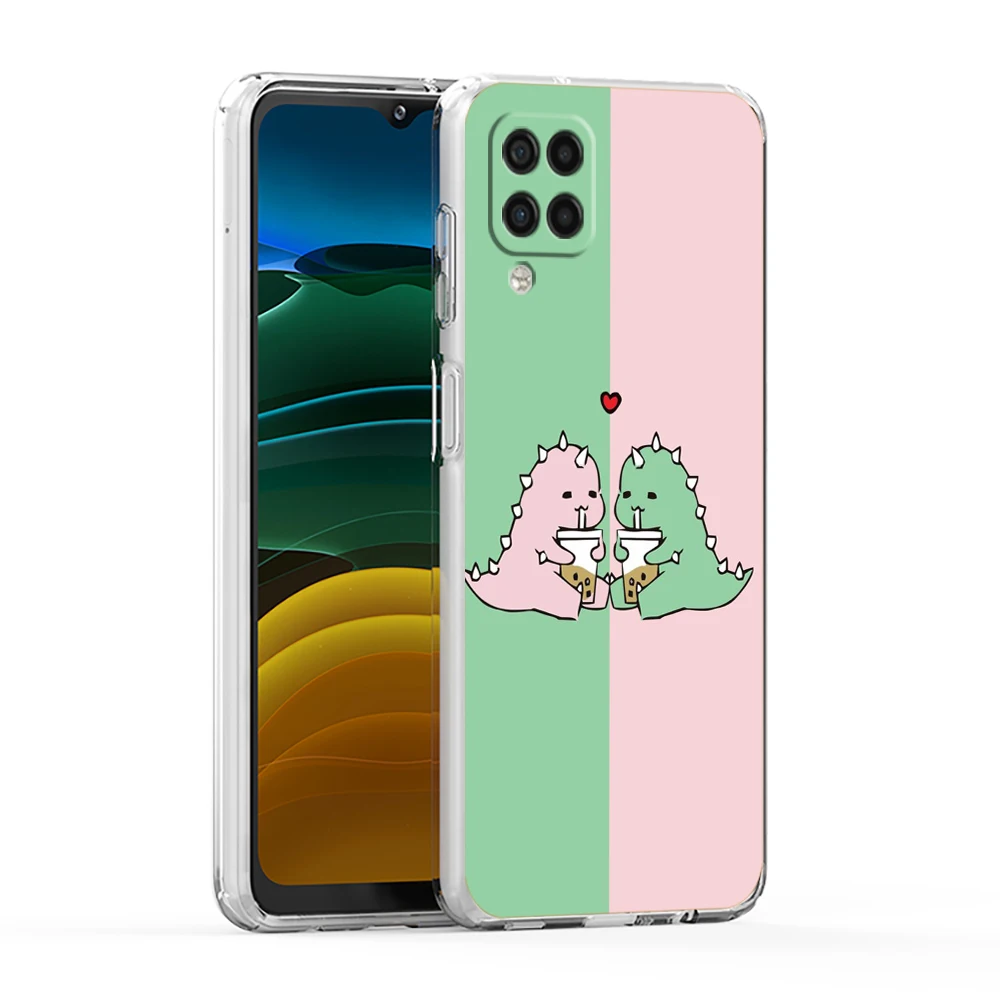 Cartoon Paar kleine Dinosaurier Fall für Samsung Galaxy A13 A22 A32 A52 A72 A51 A71 A11 A31 A41 A33 A53 A73 5g transparente Schale – Detail 8