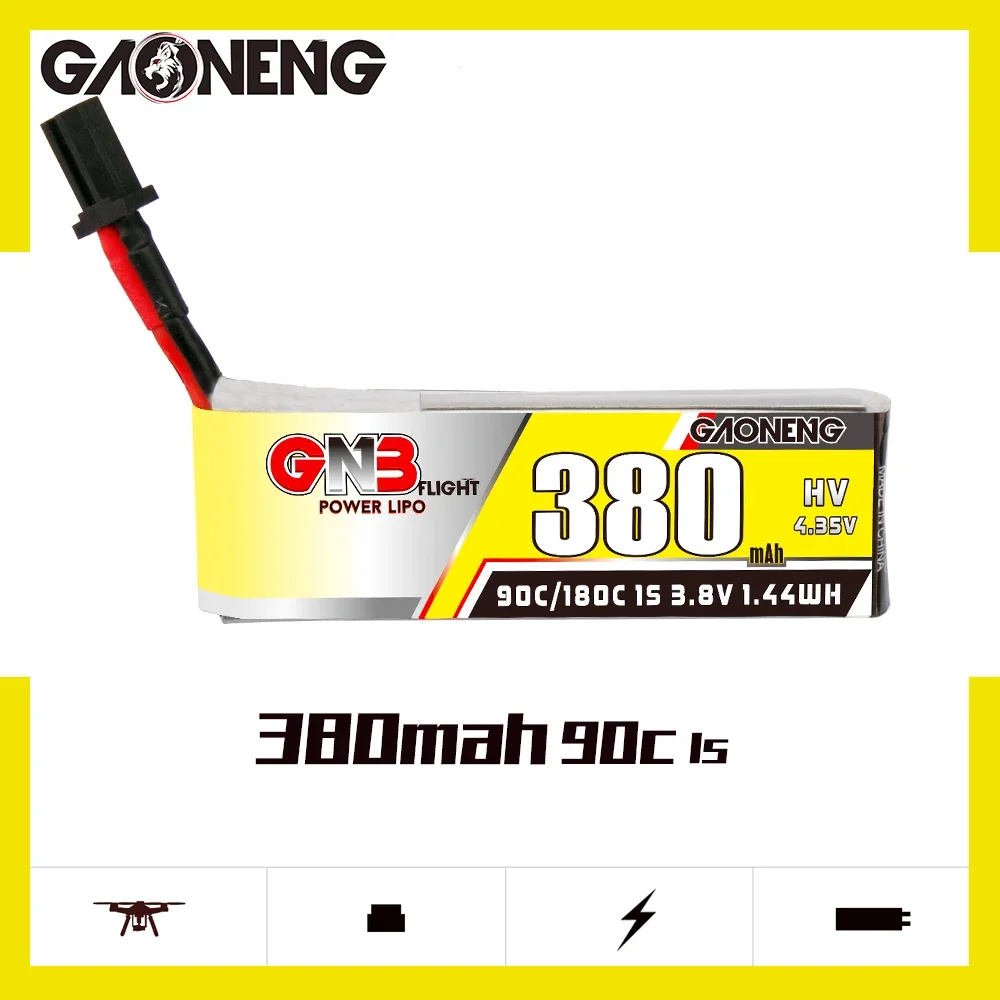 

GAONENG GNB 380mAh HV 1S 90C 180C 3,8 V Cabled GNB27 LiPo батарея Mini Micro Whoops PowerWhoop Quads Квадрокоптер вертолет