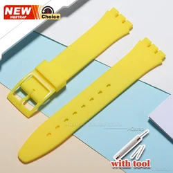 Vibrant Silicone Sport Strap - Waterproof Rubber Wristband with Tool - 20mm (11 Yellow)
