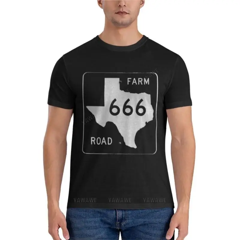 

cotton men tshirt Texas Farm Road 666 Essential T-Shirt plain t-shirt Short sleeve korean men clothings tee-shirt for boys