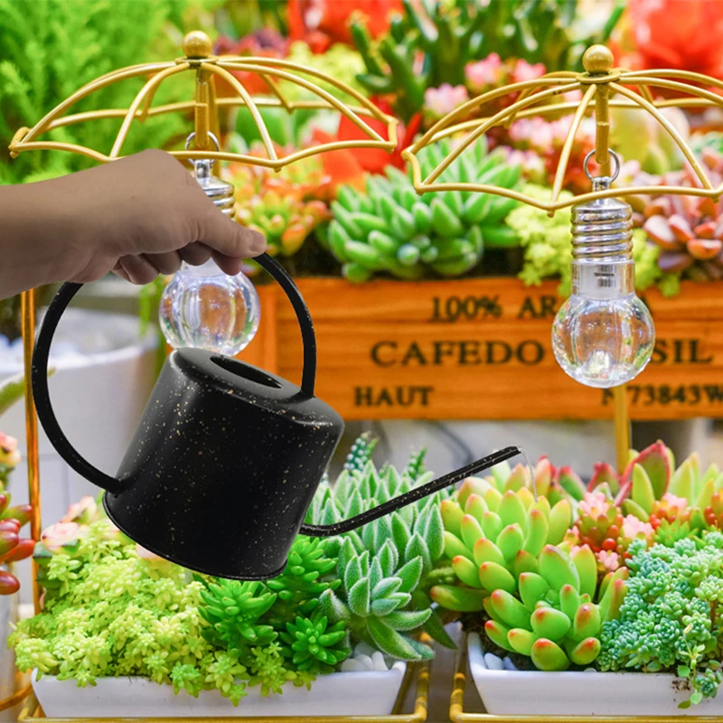 1.3L Watering Can Metal Garden Stainless Steel for Home Flower Water Bottle Easy Use Handle for Watering Plant Long Mouth