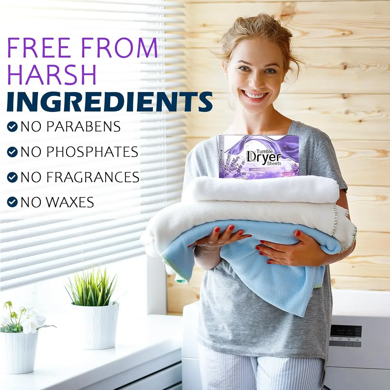 Dryer Sheets Bulk Natural Fabric Softener Sheets Plant Lavender Laundry Softener Naturally Removes Static Cling Drying Machine 5