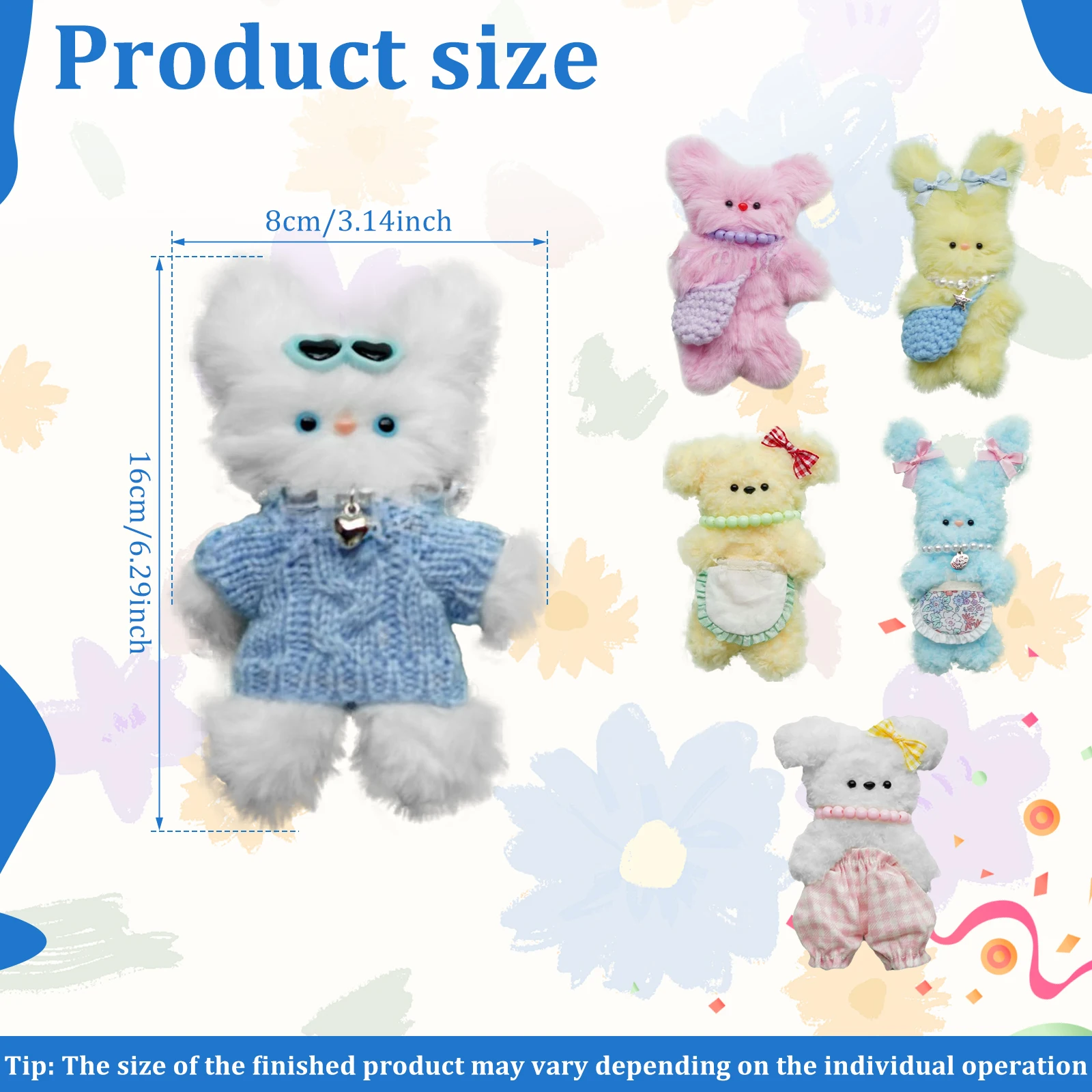 6 Pcs Bear Pipe Cleaners Craft Kit with Decorative Accessories (Eyes/Nose/Beads) Plush Pipe Cleaner Set Soft Kids Crafting Set