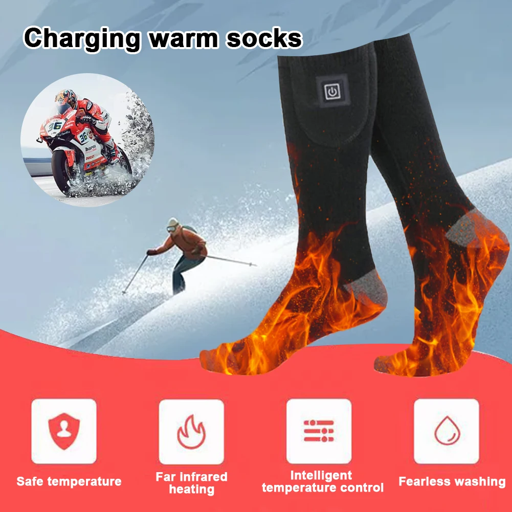 Electric Heated Socks 3 Level Temperature Foot Warmers Cold-Proof Winter Warm Thermal Socks Fast Heating Outdoor Skiing Socks