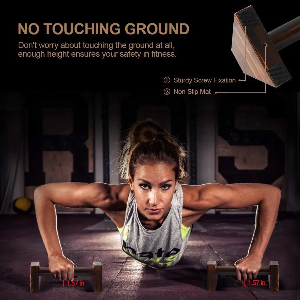 25cm/50cm Push Up Stand with 1 Pair of Wooden Push Up Poles and Anti Slip Base for Home Exercise Equipment Strength Training