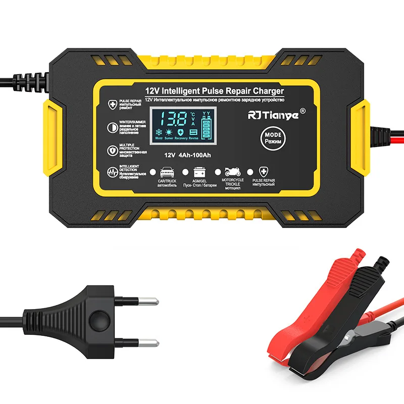 

2023 NEW Full Automatic Car Battery Charger 12V Digital Display Battery Charger Power Puls Repair Chargers Wet Dry Lead Acid