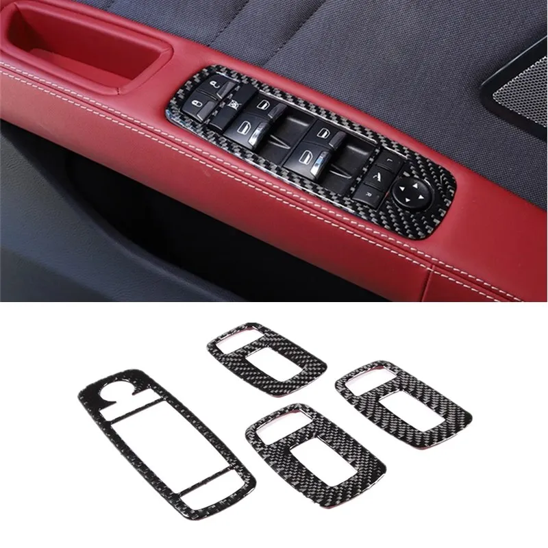 

Soft Carbon Fiber Car Glass Lifting Frame Panel Cover Sticker Decoration Interior Accessories For Maserati Ghibli 2014-2022