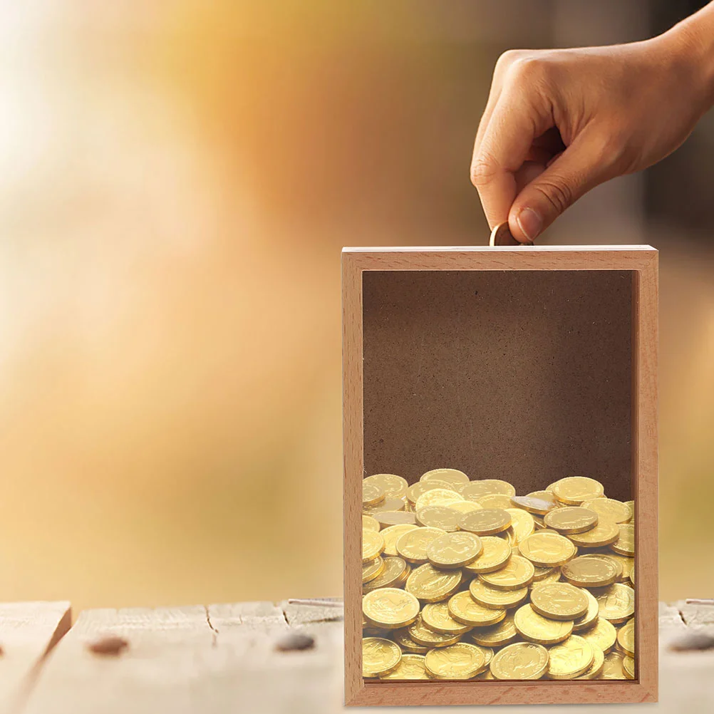 Piggy Bank DIY Coin Bill Acrylic Kids Photo Frames Girl Aesthetic for Adults Wood Money Child 5