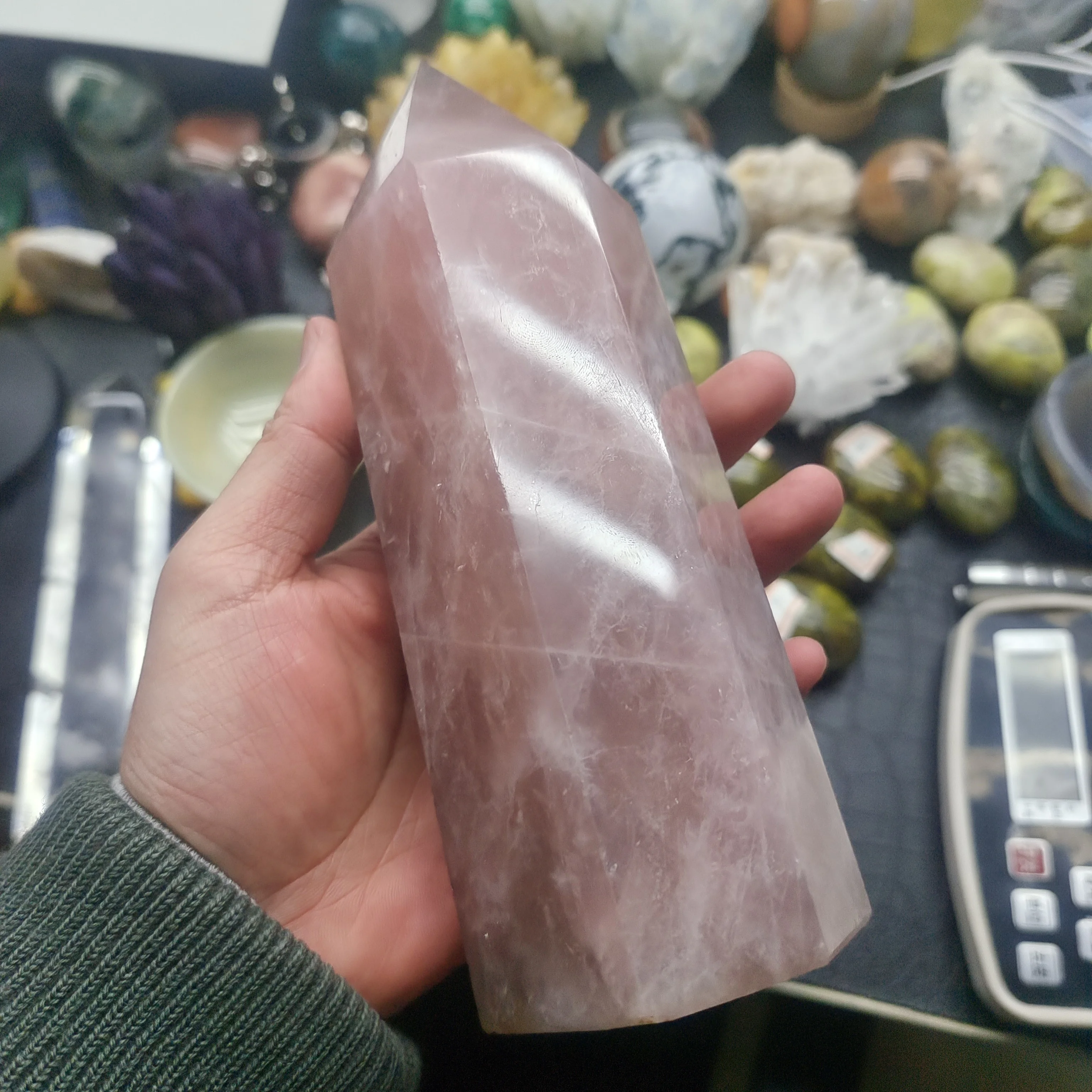 

400-1200g 1pc Natural pink rose quartz crystal obelisk wand point healing