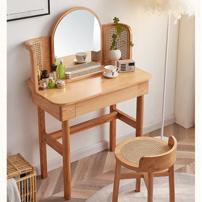 

Туалетный столик из ротанга в японском стиле Ins скандинавский столик для макияжа из массива дерева современный простой в маленькой квартире