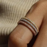 1/3PCS Thin Dainty Stackable Ring Mariasz Minimalist Full Eternity Band Cubic Zirconia Gold Color Plated Pave Rings for Women 2