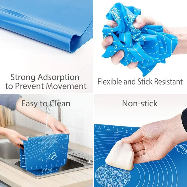 70/64/40Cm Silicone Kneading Dough Mat Nonstick Cookie Cake Baking Mat Fondant Pizza Biscuit Rolling Pad Paste Flour Table Sheet 5
