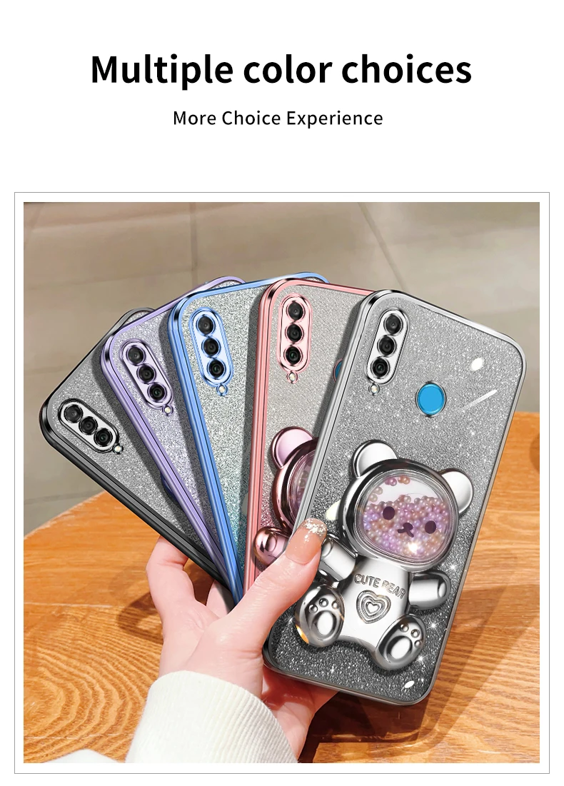 P30lite Quicksand Bear support à paillettes étui de téléphone pour Huawei P40 P50 P30 P60 Lite y7 y6 p30pro support housse Mate 30 40 50_voghion.com