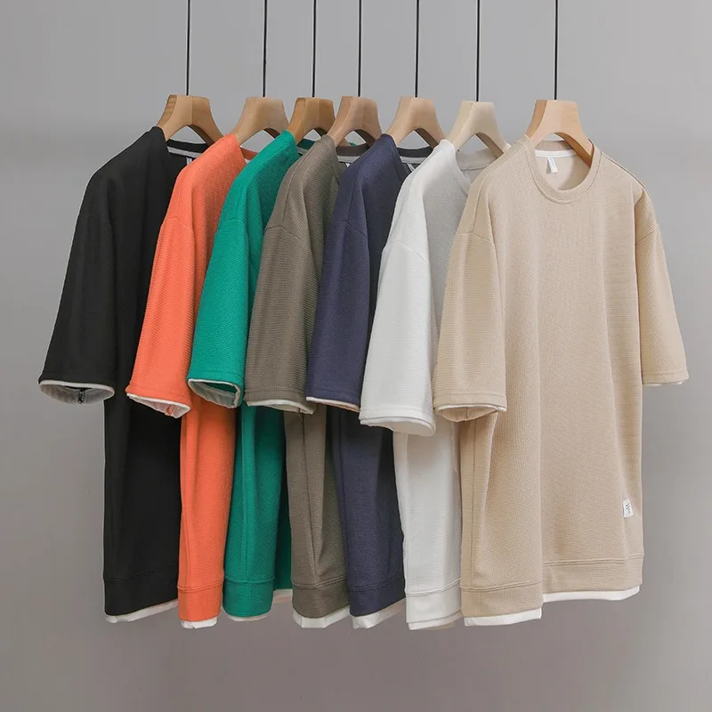 Loose Men's ort Sve T-irt Summer Faion Brand f Sve Base irt Youth ular Pure Color round Ne Cotton Wool ...