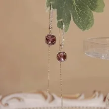  New Charm Earrings for Women Exquisite Purple Zircon Dangle Long Tassels Earring Elegant Korean Wedding Jewelry Anniversary Gift 