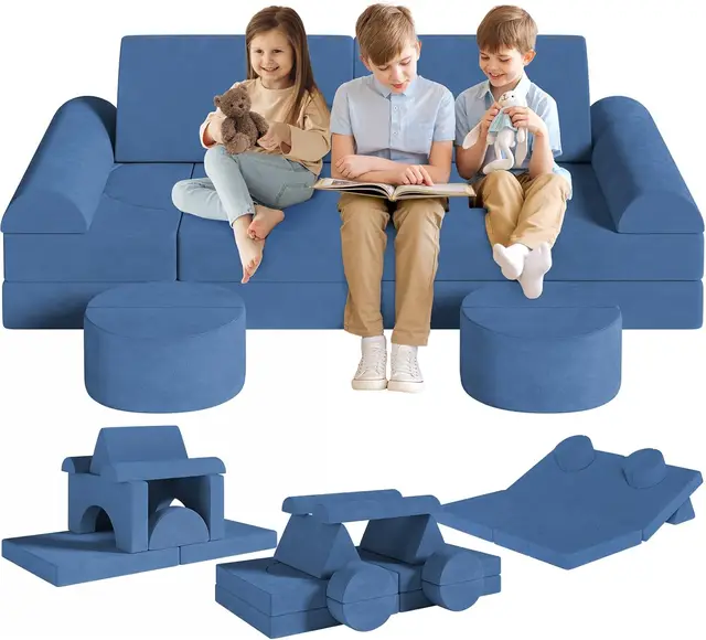 Canapé de jeu modulaire pour enfants, canapé sectionnel pour enfants, meubles de chambre à coucher et de salle de jeux pour tout-petits, mousse convertible et coussin de sol 1