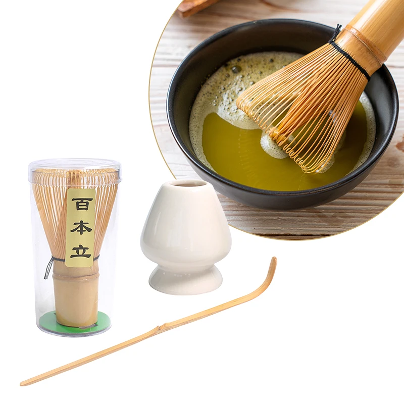 Traditional Matcha Tea Whisk Set Ceramic Whisk Holder Bamboo Tea Scoop