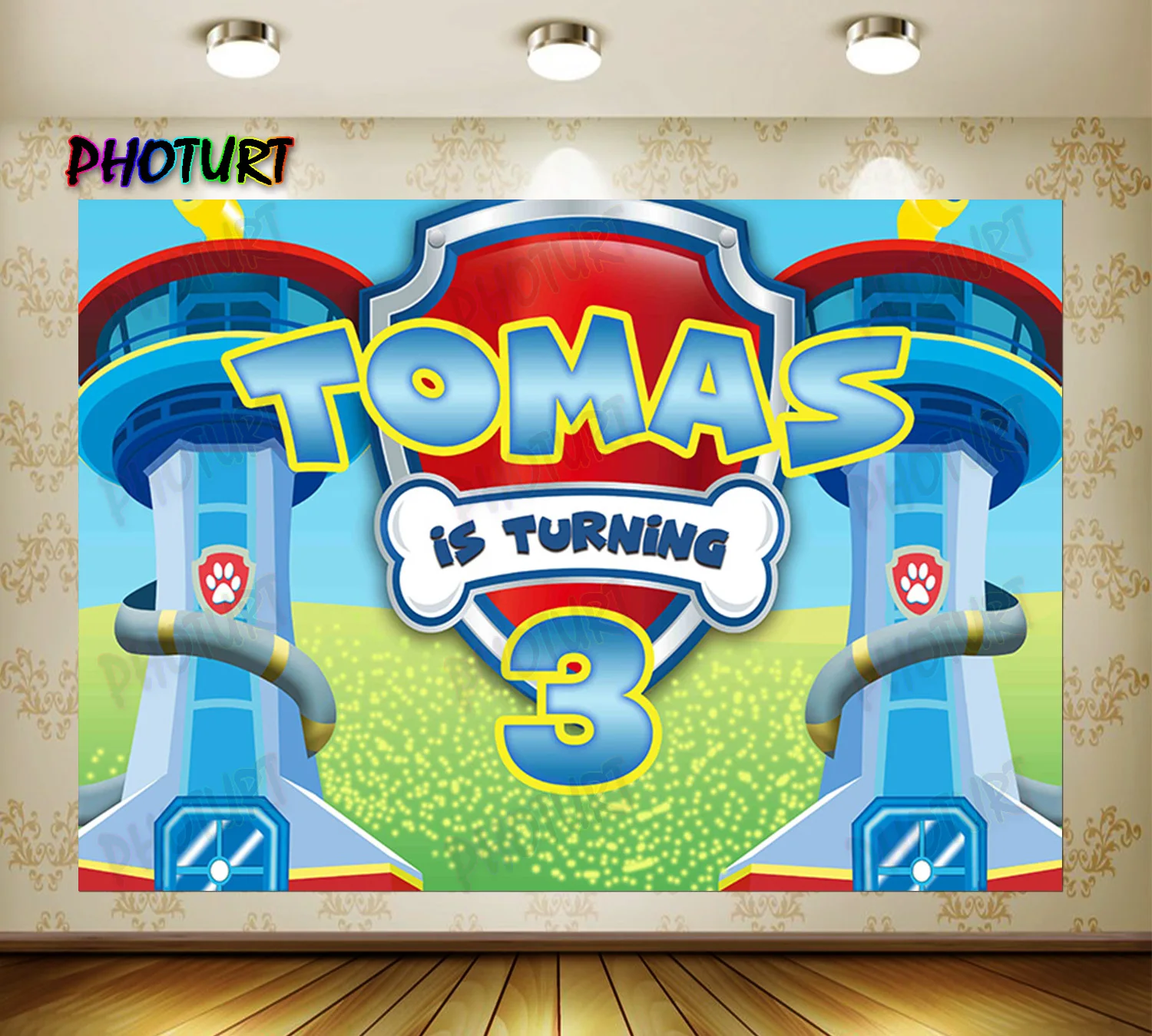 Foturt-cartoon Birthday Party Background Céu Azul Pata do Cão Chuveiro do Bebê Fundo de Fotografia Torre Foto Personalizada do Vinil Estande Props - Image 5