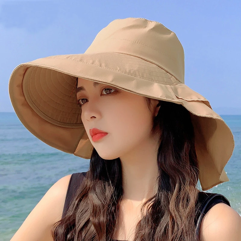 UV Protection Sun Hat With Neck Flap, Wide Brim Foldable Beach Hat For Women Outdoor Hiking Travel_voghion.com