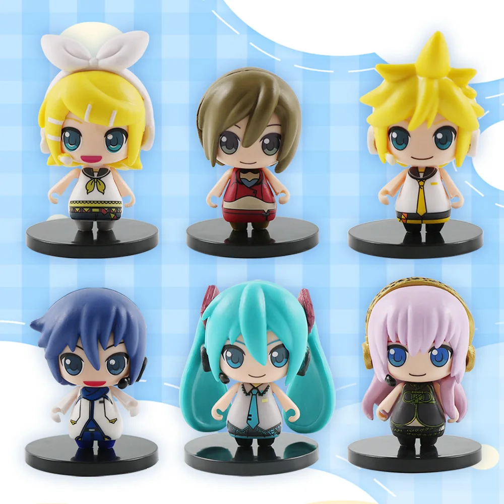 6pcs/set 5CM New Anime Hatsune Miku KAITO Rin Len Luka Q version 