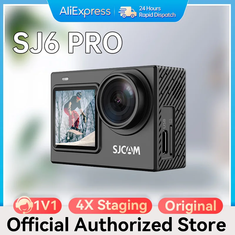 SJCAM SJ6 프로 듀얼 스크린, 4K 액션 헬멧, 스포츠 DV 카메라, 방수, 4K 60FPS 듀얼 스크린, 6 축 자이로 안정화, 165 ° FOV