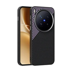 Premium Carbon Fiber Phone Case with TPU Border and Lens Protection for VIVO X200ProMini (PURPLE)