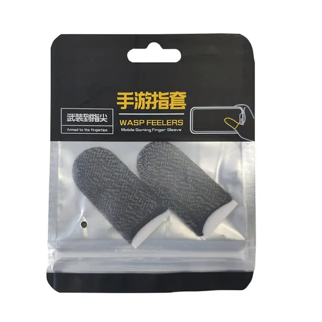 2 Pcs Anti-slip Gaming Finger Cot 18-pin Carbon Fiber Anti-sweat Non-slip High Sensitivity Finger Cots black