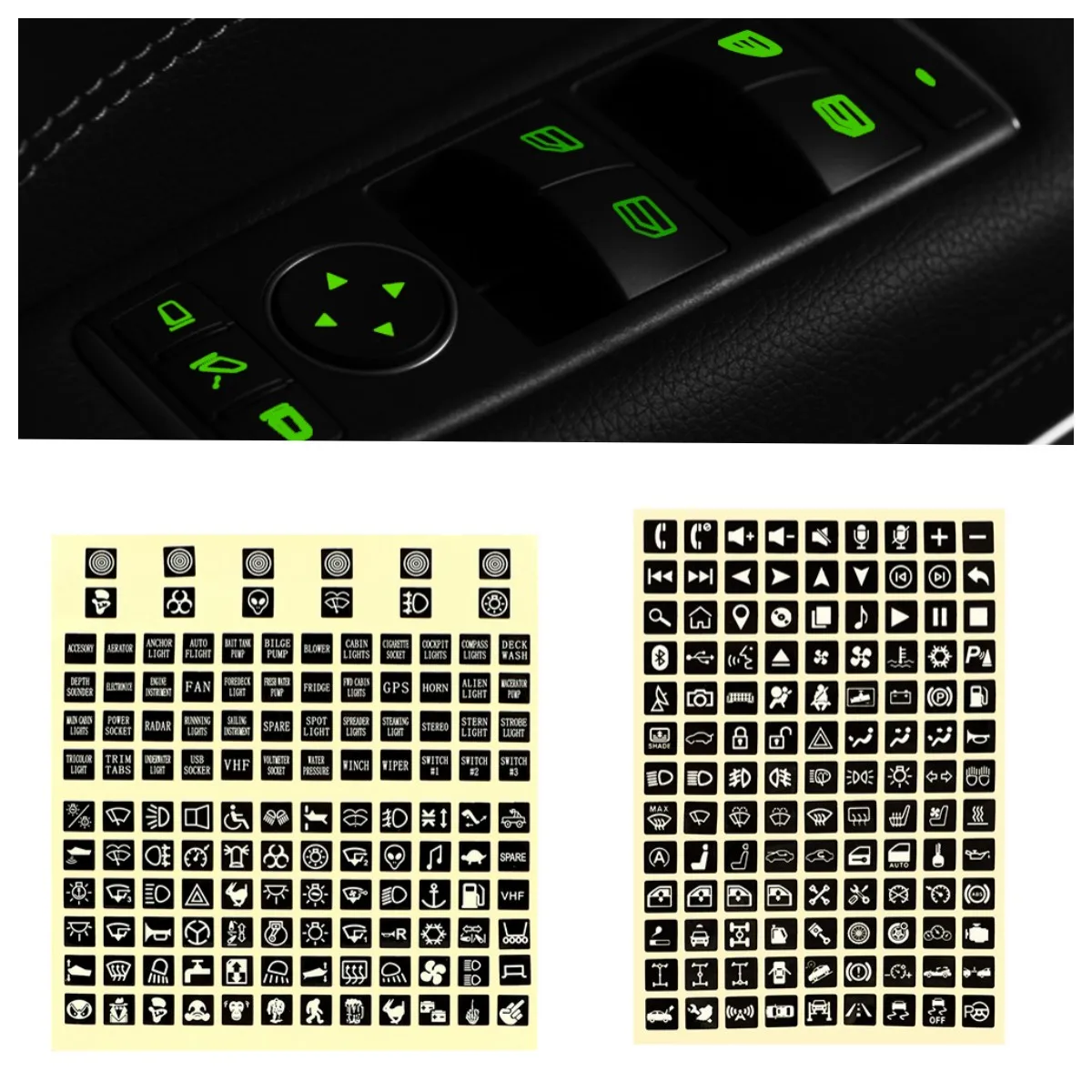 

Car Night Glow Button Switch Decal Label Circuit Panel Sticker Car Truck Interior Paper Sticker At Night Car Interior Accessorie