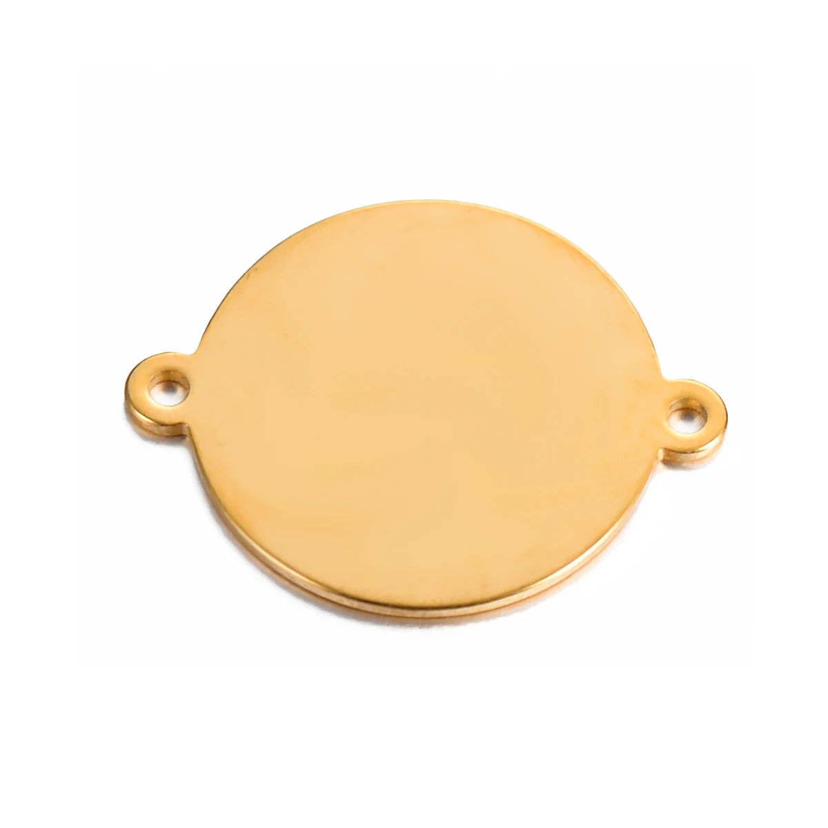 20-Piece Gold Stainless Steel Round Blank Stamping Tags with Dual Loops