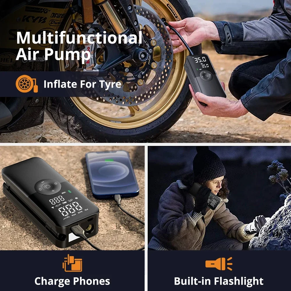 KMIND Portable Tire Inflator Rechargeable Electric Inflator For Car Bicycle Digital Air Compressor Football Ball Pump