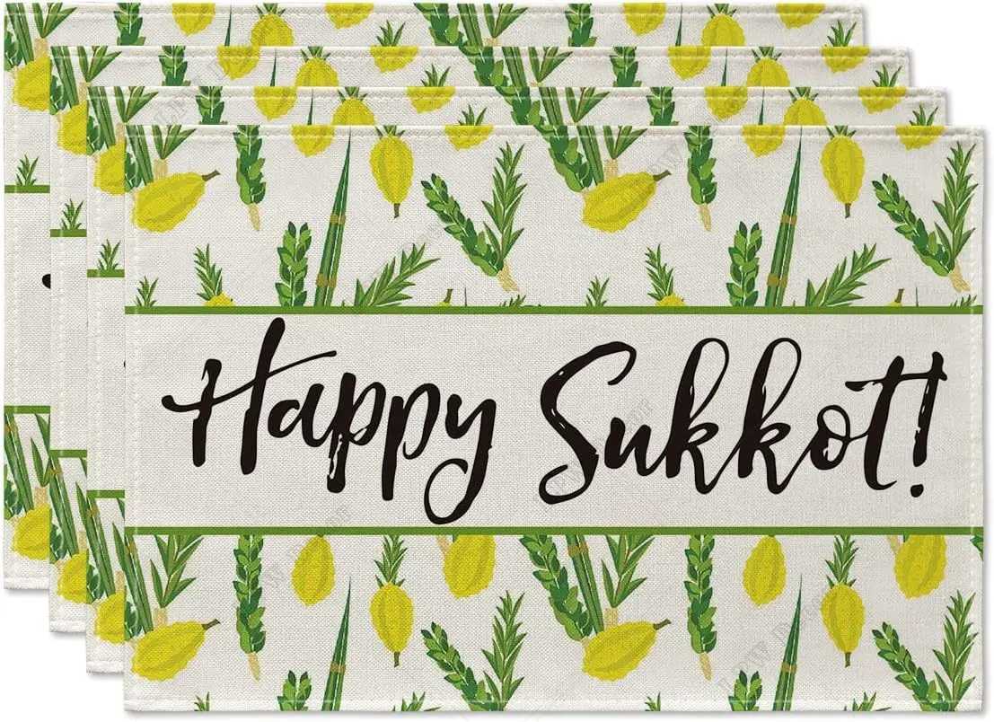 

Набор столовых приборов Happy Sukkot с веточками, 4 дюйма, 12x18 дюймов