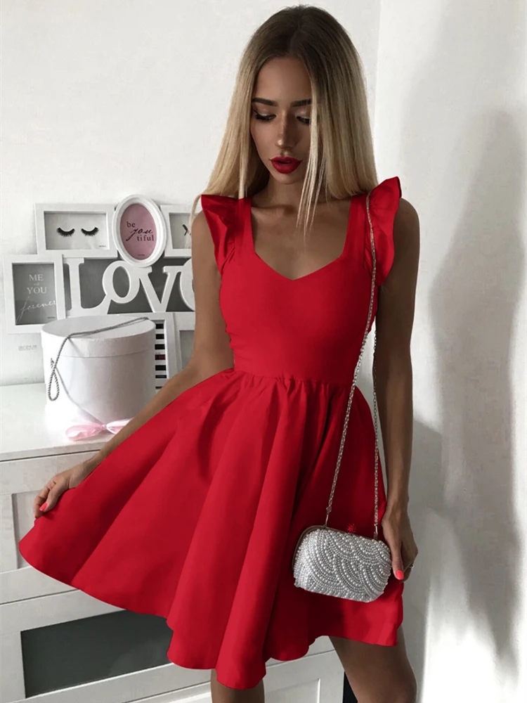 BornToGirl Elegant Party Formal Dresses For Women Streetwear Fashion Sleeveless High Waist Sexy Red Dress Vestidos Y2K 2023 3