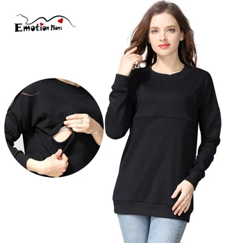 Autumn Winter Big Size Maternity Sweater Tops Long Sleeve Hoodies Breastfeeding Clothes For Pregnant Women Pregnancy Sweatshirts