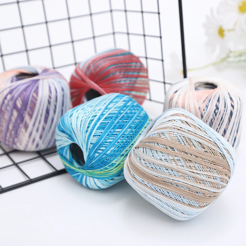 1Pc 50g 300M Cotton Lace Yarn For Crochet Gradient Color line Hand Knitted knitting Yarn Soft Warm Thread DIY Sweater knitting yarn knitting wool yarn crochet yarn cotton yarn cotton knitting yarn cotton wool yarn
