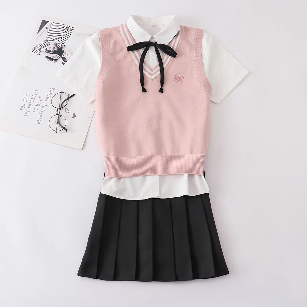 2024 Korean Female Student Suit Jacket Pleated Skirt Japanese Jk Uniform Set Girls School Dresses Sailor Suit 3