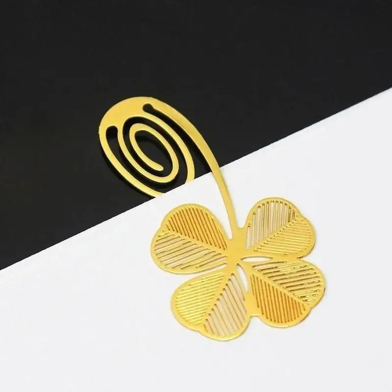 Aesthetic Metal Book Page Clip Metal Bookmark Accessories Student Reading Mark Stationery Four-leaf New Clover Graduation Gift
