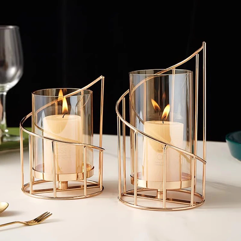 

Glass Candle Holder Centerpiece Dining Table Entryway Living Room Modern Nordic Candle Stand Outdoor Candelabro Home Decorations