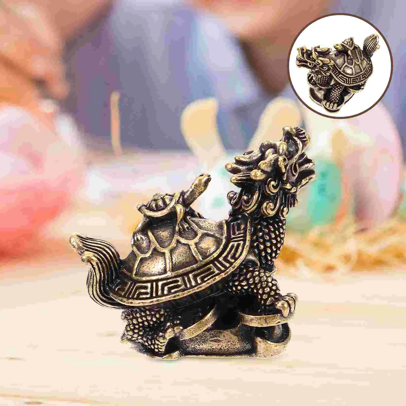

Dragon Turtle Ornament Cabinet Metal Statue Copper Animal Statues Tabletop Decor