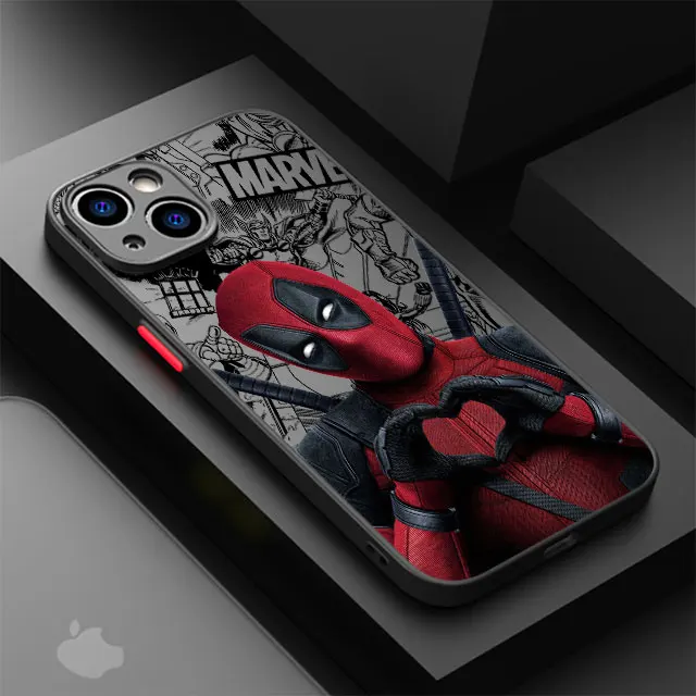 thumbnail image 1 of Marvel Deadpool Hard PC funda mate de lujo para iPhone 16 15 XR X 14 16 Plus XS Max 13 Mini 15 16 Pro Max 12 11 Pro 12 Pro, 1 of 5