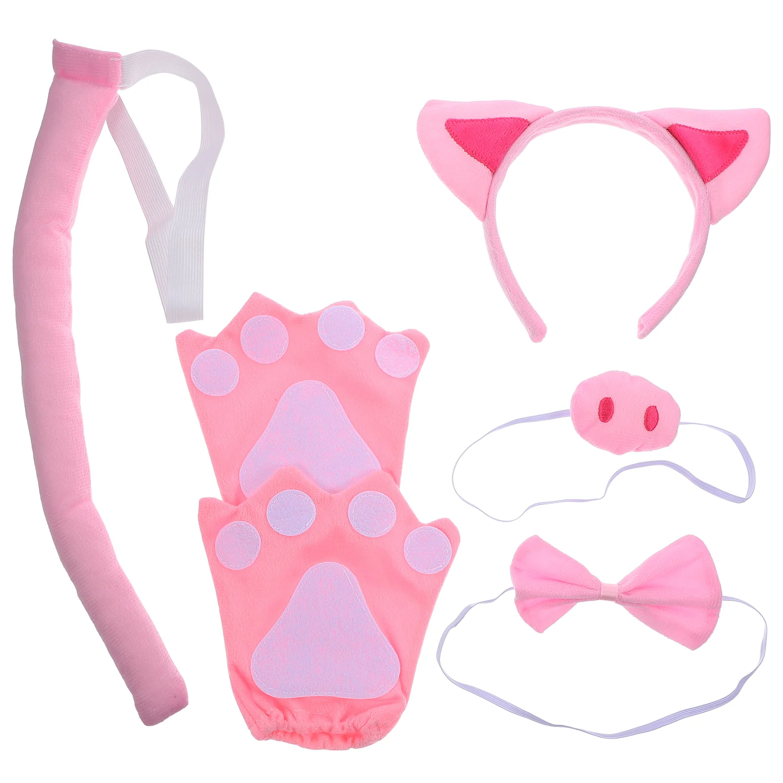 

1 Set Pig Costume Kit Halloween Pig Cosplay Nose Headband Tail Gloves Bowtie Prop
