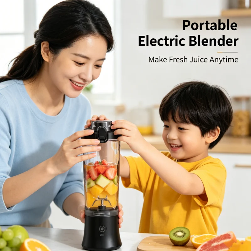 휴대용 블렌더 전기 주서기 600ML 과일 믹서 4000mAh USB 충전식 스무디 미니 블렌더 다기능 주스 메이커