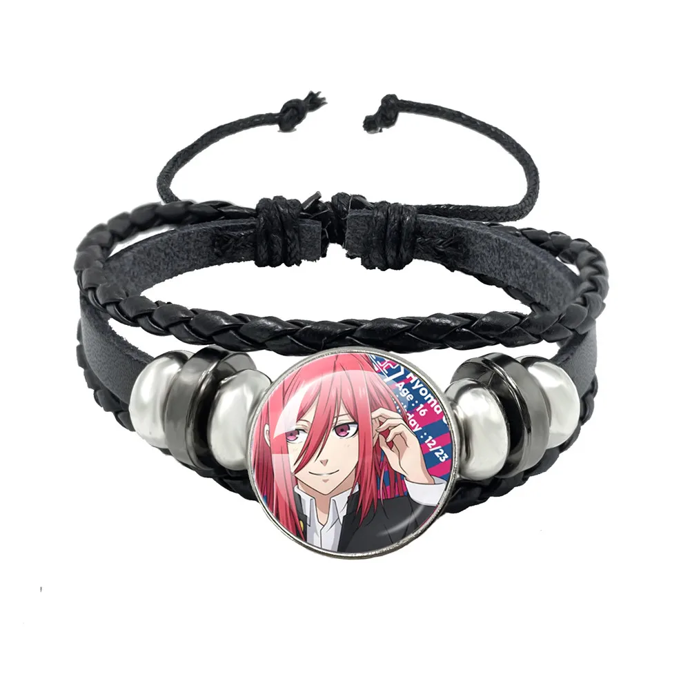 BlUE LOCK Cosplay Personaje de Anime Isagi Yoichi Chigiri Bachira pulsera de cuero con cabujón de cristal de dibujos animados para regalo para un amigo