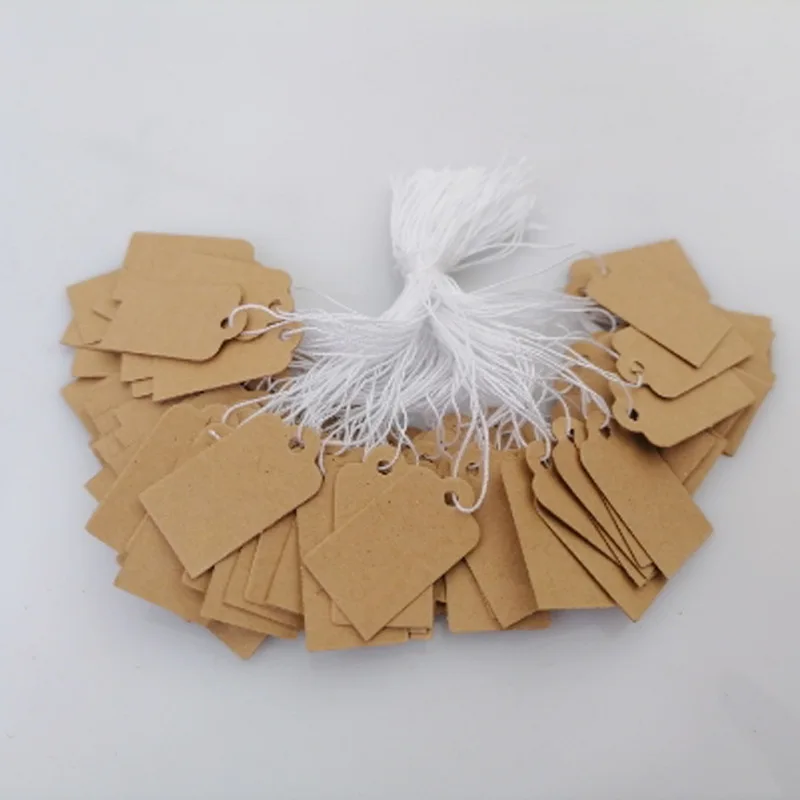 100Pcs/Lot Blank Kraft Jewelry Price Label With Strings Necklace Ring Bracelet Price Labels Tags Display Jewelry Making Findings